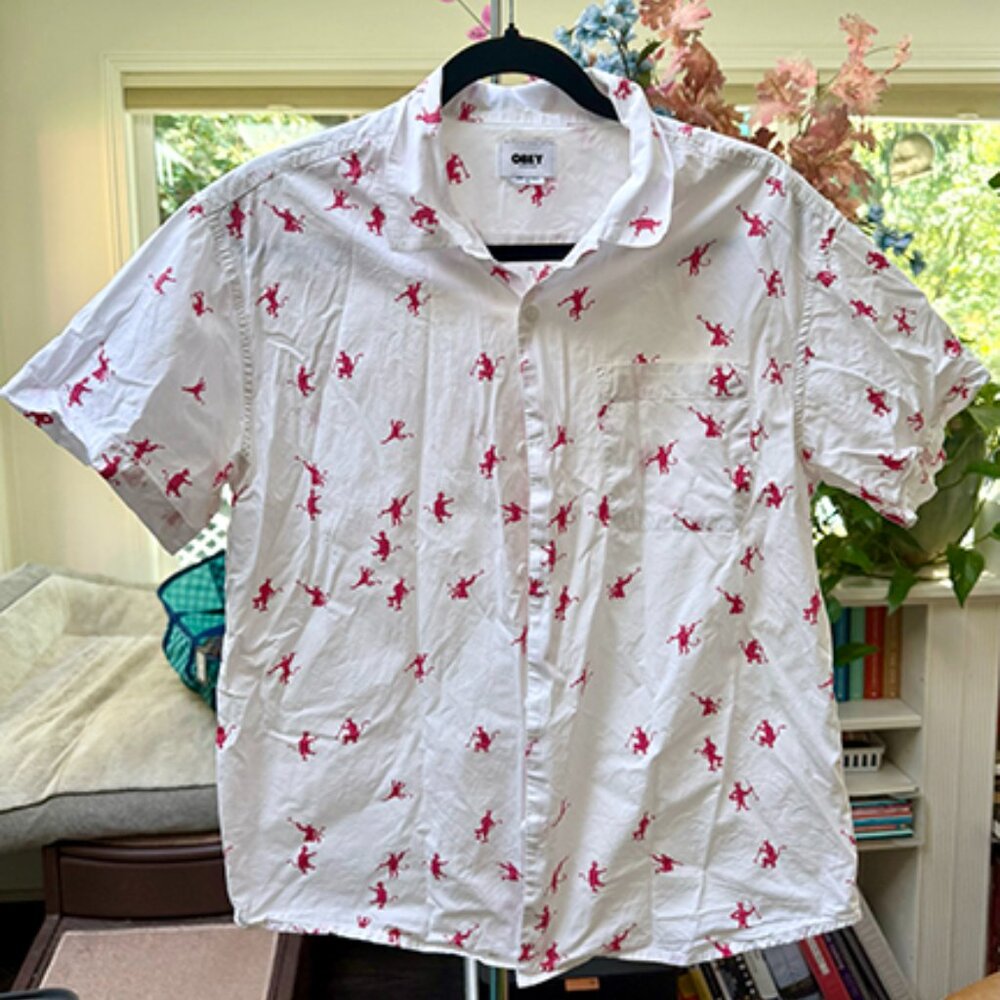 OBEY white patterned Casual Button-Up Shirt